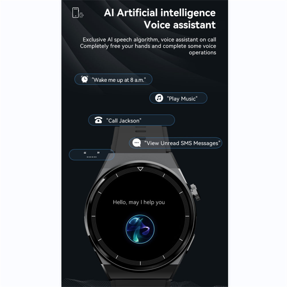الساعة الذكية W03pro 1.32 بوصة للرد على المكالمات وإجرائها مقاومة للماء مع مراقبة معدل ضربات القلب والنوم والأكسجين في الدم وضغط الدم، لون أسود