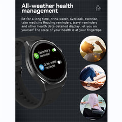 الساعة الذكية W03pro 1.32 بوصة للرد على المكالمات وإجرائها مقاومة للماء مع مراقبة معدل ضربات القلب والنوم والأكسجين في الدم وضغط الدم، لون أسود