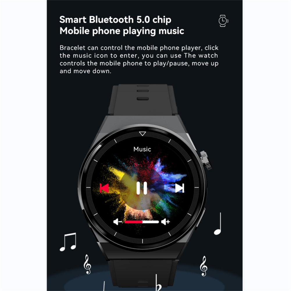 الساعة الذكية W03pro 1.32 بوصة للرد على المكالمات وإجرائها مقاومة للماء مع مراقبة معدل ضربات القلب والنوم والأكسجين في الدم وضغط الدم، لون أسود