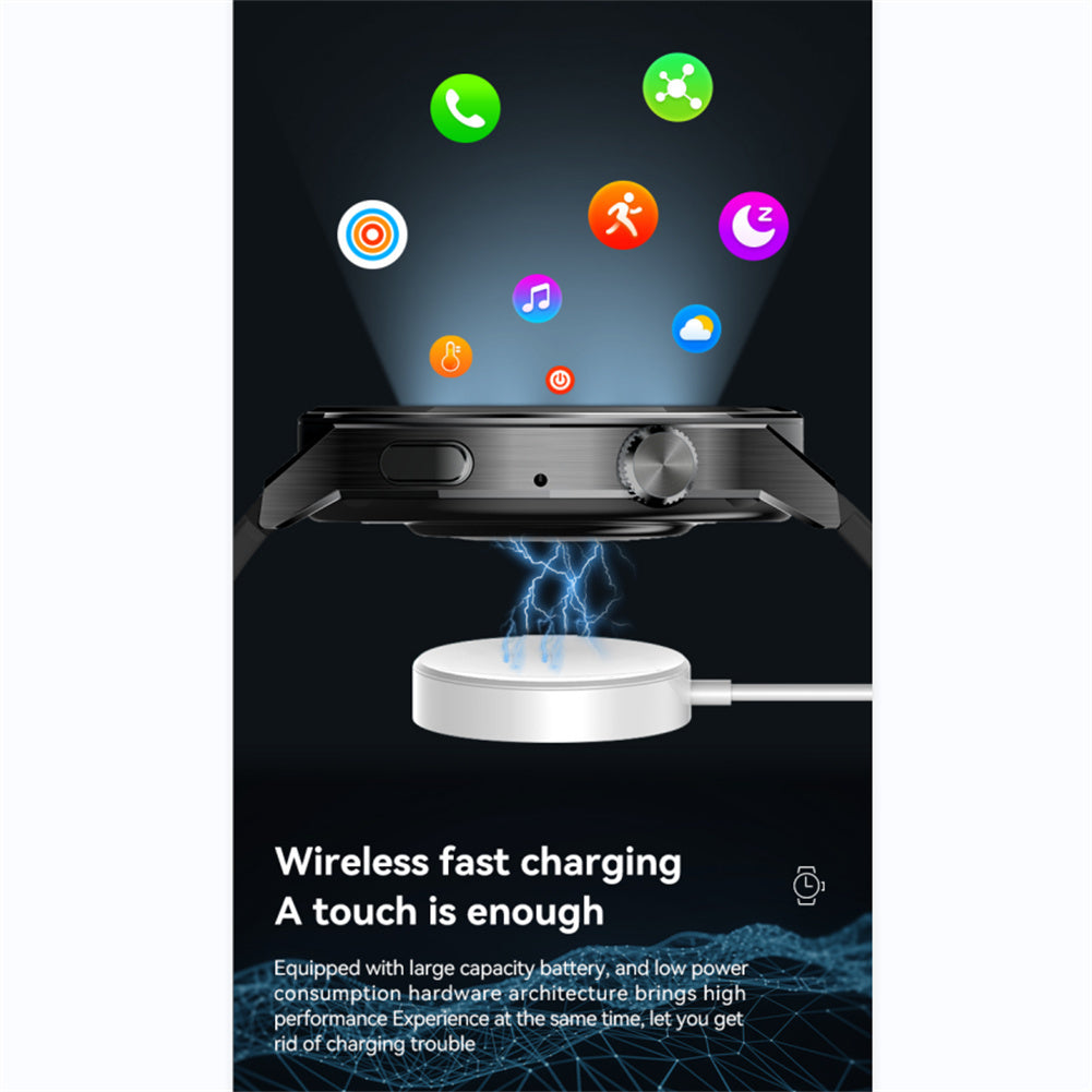 الساعة الذكية W03pro 1.32 بوصة للرد على المكالمات وإجرائها مقاومة للماء مع مراقبة معدل ضربات القلب والنوم والأكسجين في الدم وضغط الدم، لون أسود