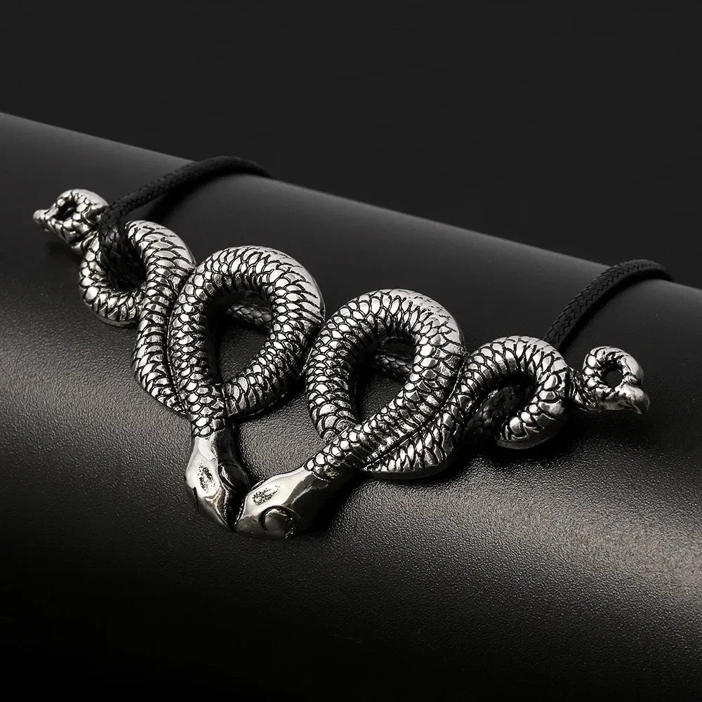 Gothic Vintage Trendy Witch Snake Choker Double Snake Pendent Necklace Fashion Jewelry Accessories Party Gift for Women Men
