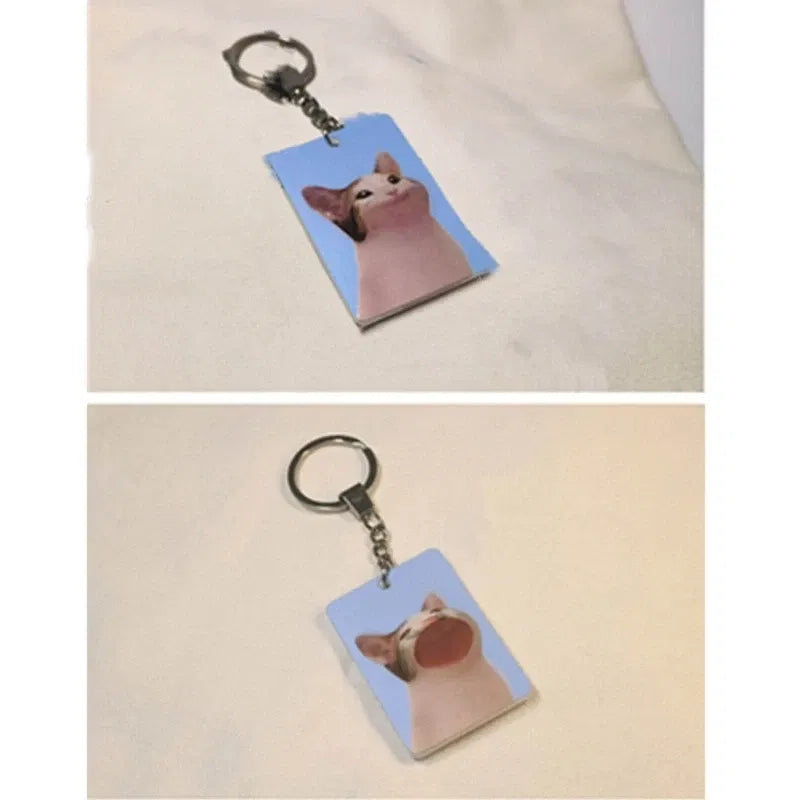 Color: Grad Yellow - Banana Cat Keychain for Students Funny Pendant Lanyard Decorations Cat Charm Phone Chain Anti-lost Strap Decors