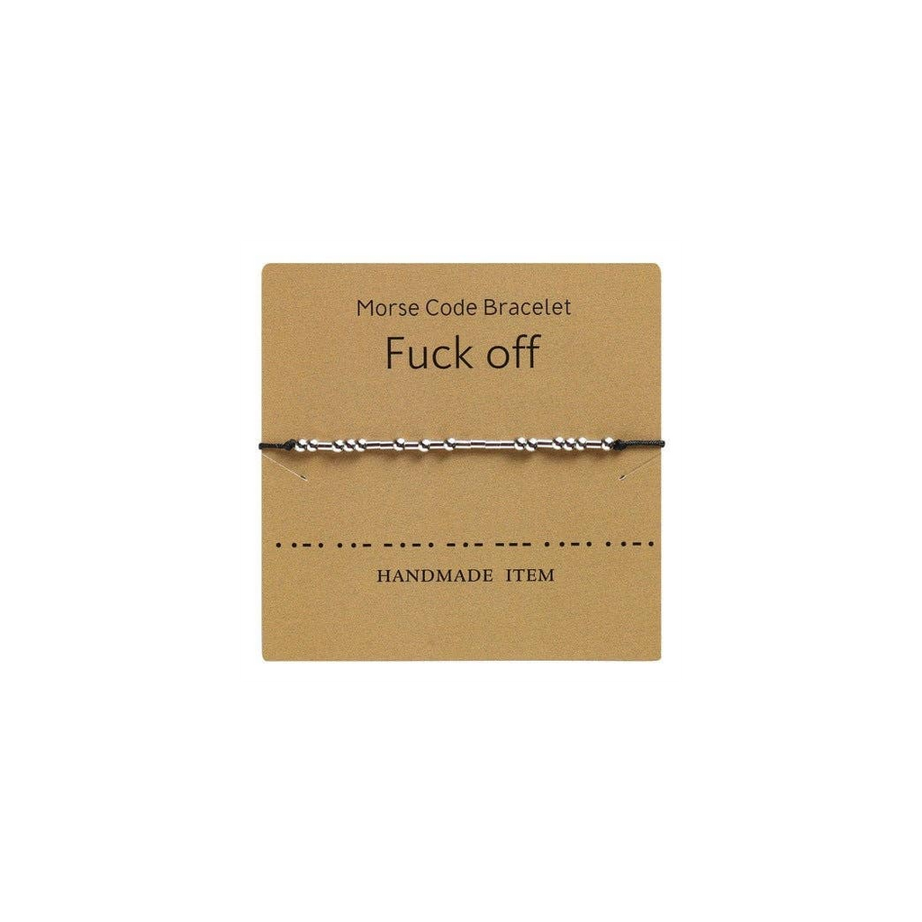 Morse Code Bracelet Silver Beads - F Off
