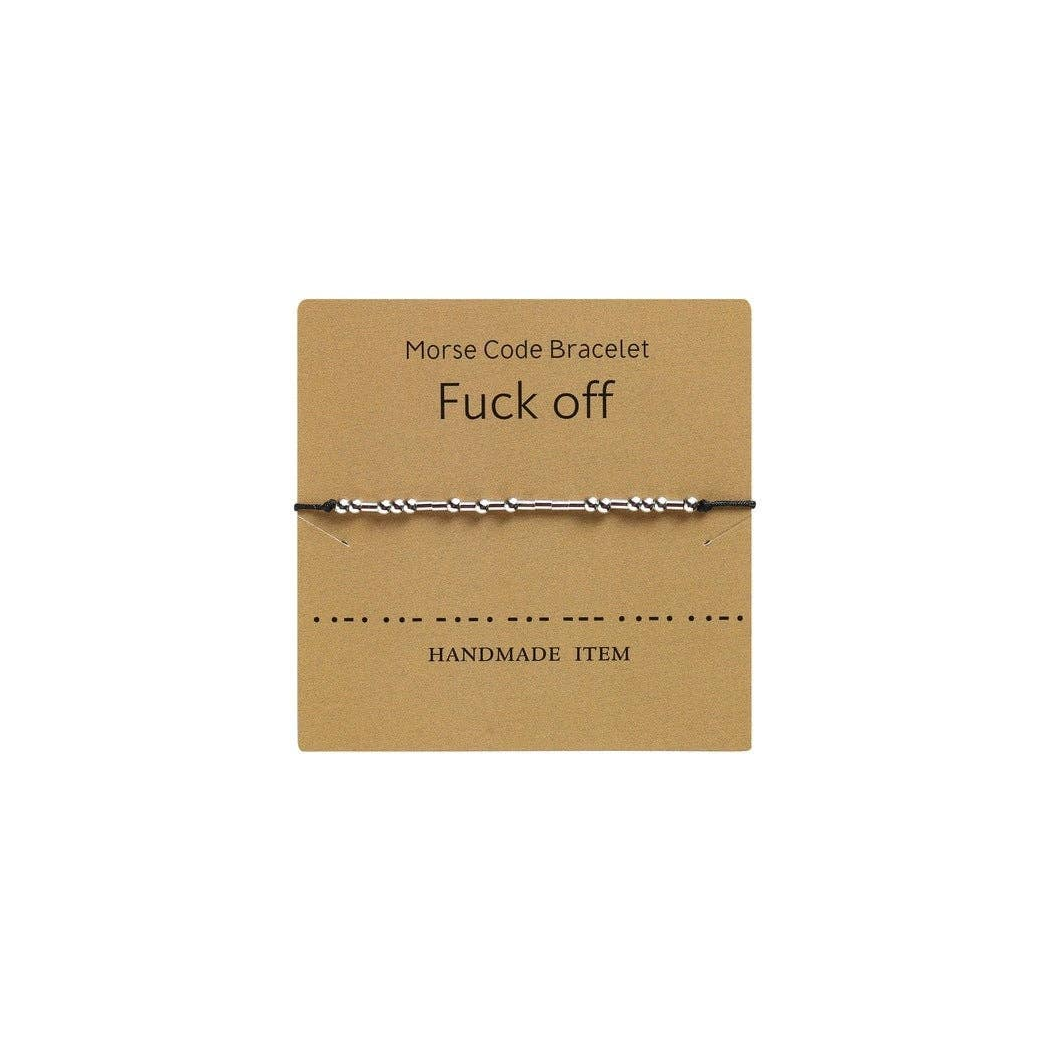 Morse Code Bracelet Silver Beads - F Off