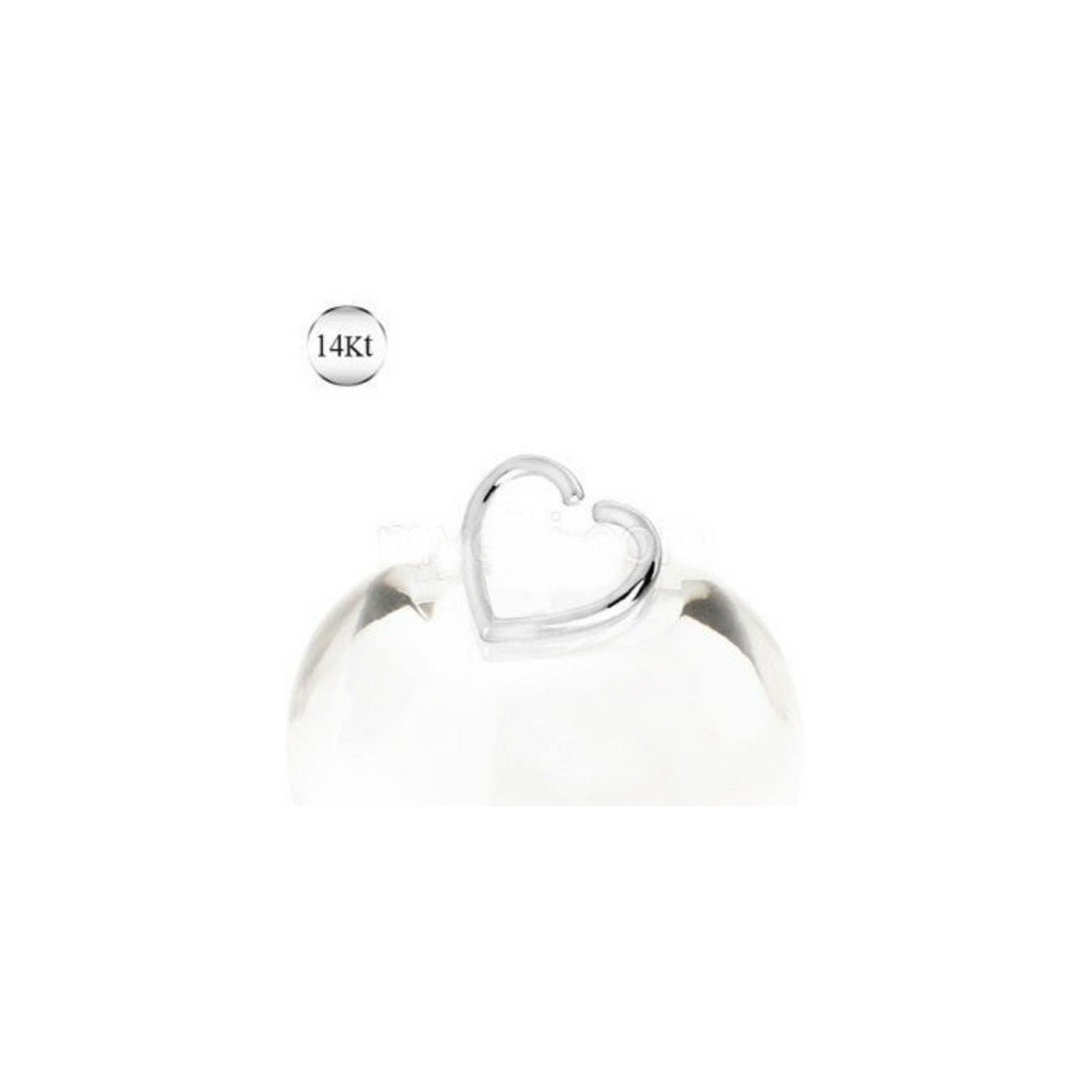 14Kt White Gold Heart Shaped Cartilage Earring