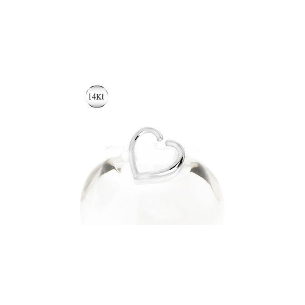 14Kt White Gold Heart Shaped Cartilage Earring