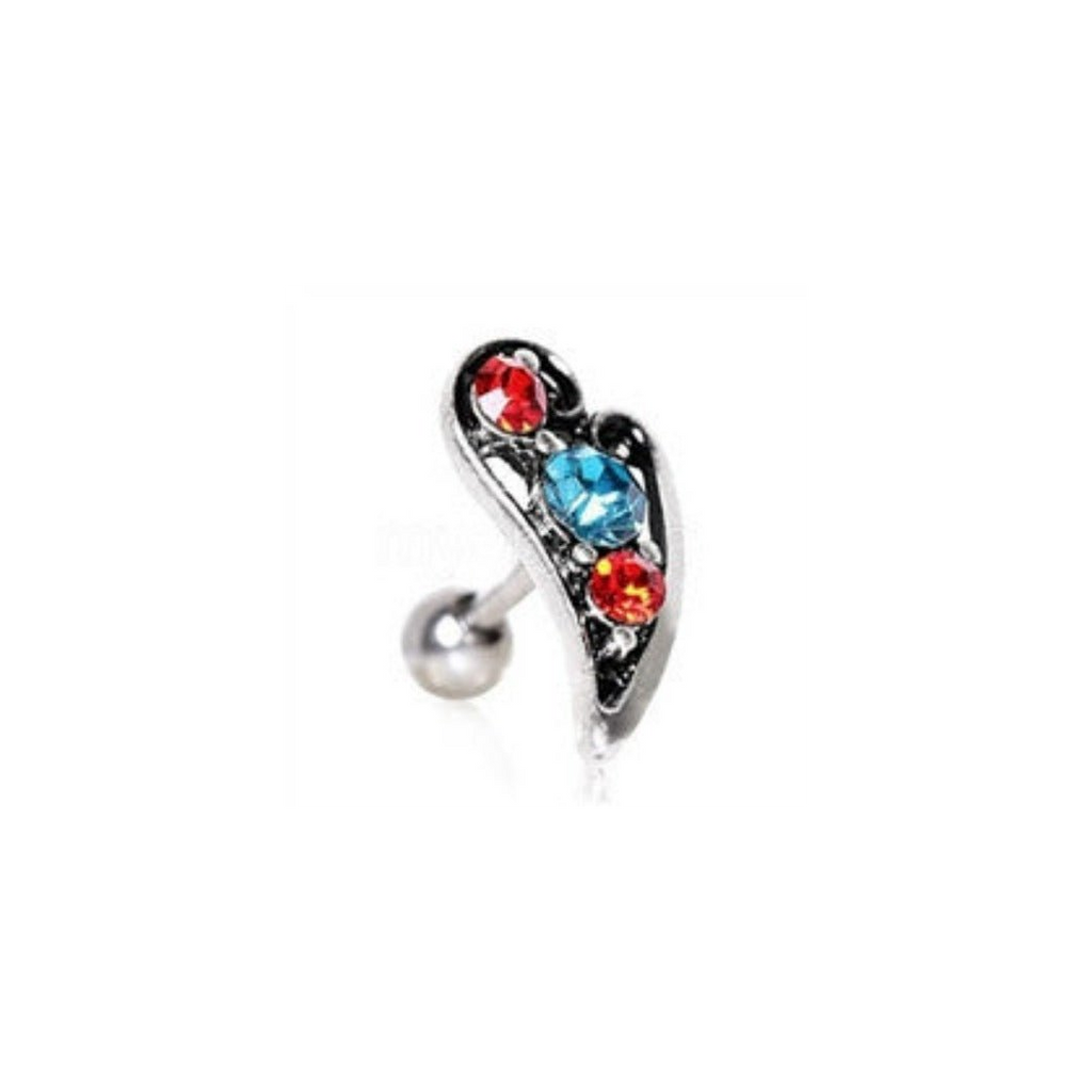 Ornate Leaf Gemmed Cartilage Earring