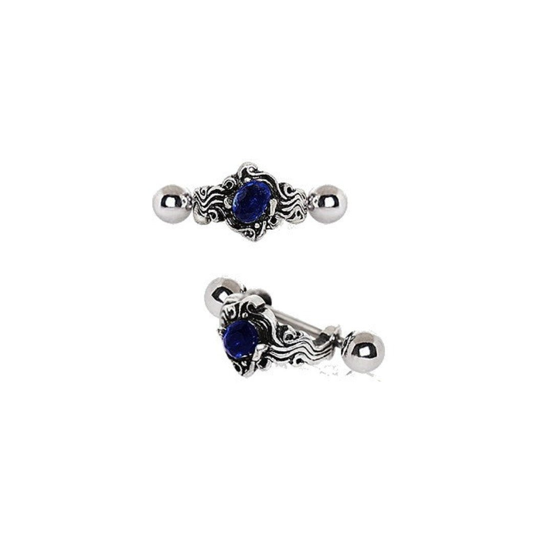 316L Stainless Steel Sapphire Blue Wave Cartilage Cuff Earring