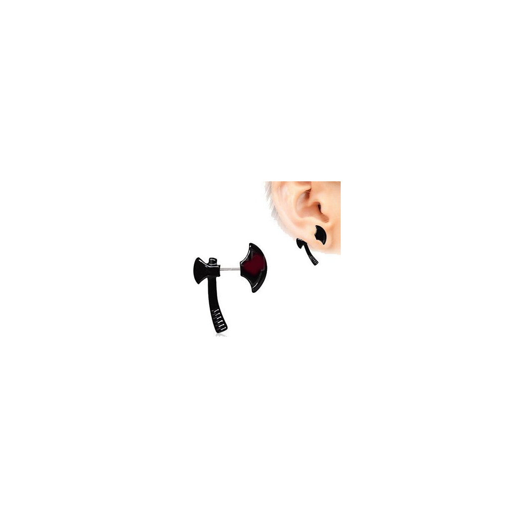 Black PVD Plated Axe Fake Taper / Cartilage Earring
