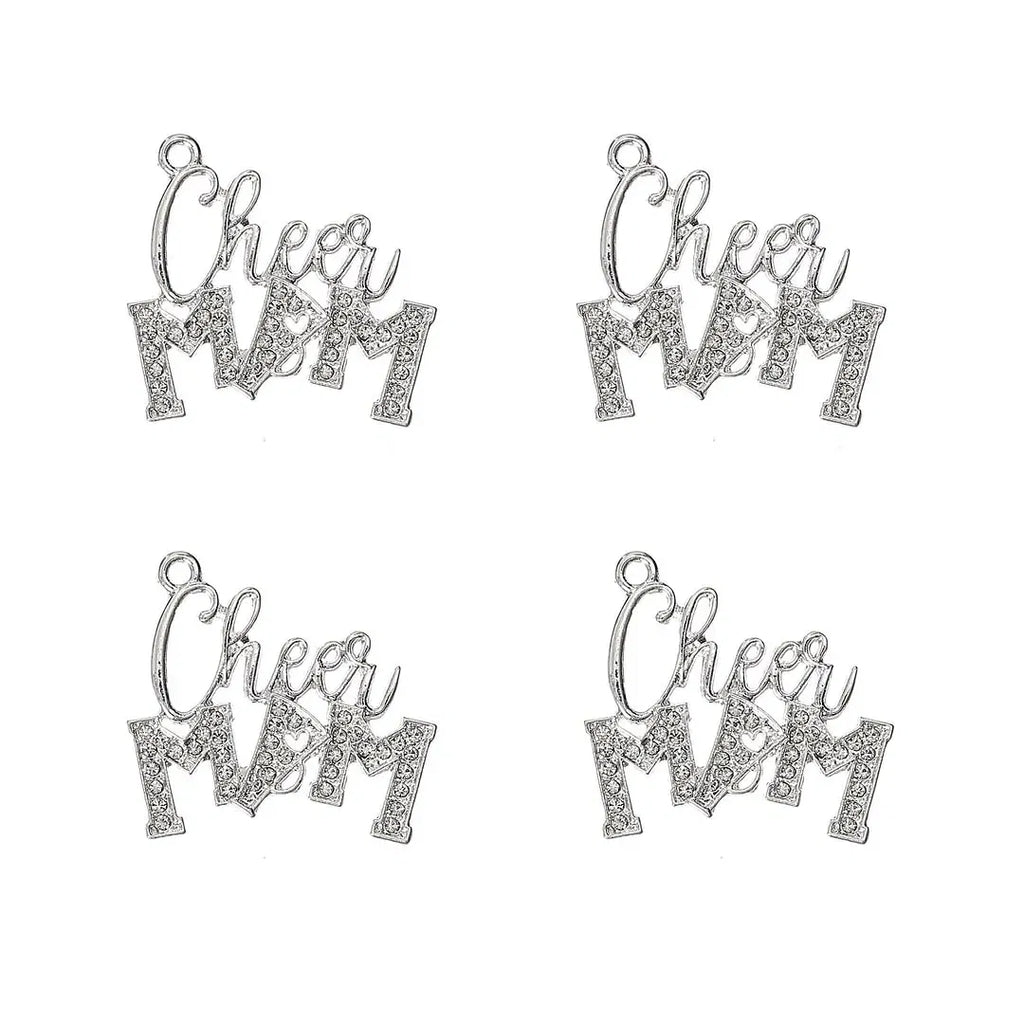 Metal color: SILVER PLATED, Ships From: CHINA - 10pcs Cheer MAM Rhinestone Letter Charms for DIY Bracelet Bangle Making LTC0407-LTC0410