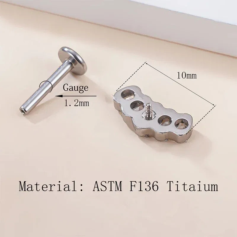 Metal color: Light Yellow Gold Color, Main Stone Color: WHITE, Ships From: CHINA - G23 Titanium Ear Studs 5 Oblong CZ Blaze Curve Top Threaded Labret PIERC Lip Stud Ear Cartilage Tragus Helix Piercing Jewelry