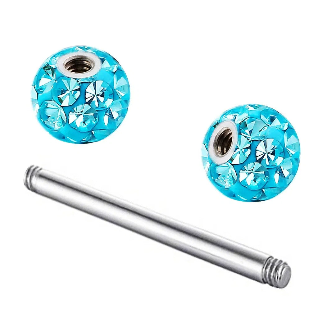 Metal color: Blue Zinc Plated, Main Stone Color: Red - 16g 1.2mm Coated Crystal Steel Ear Stud Tragus Helix Cartilage 3/4/5mm CZ Ball 6/8/10/12/14mm Bar Barbell Piercing