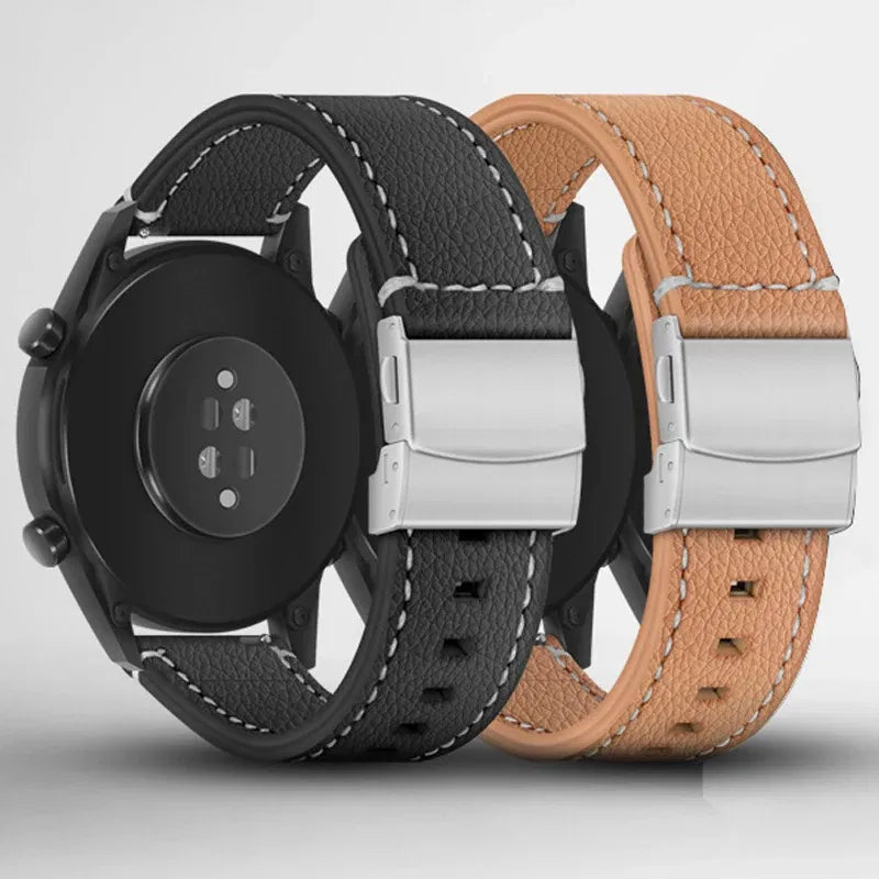 Band Color: BROWN, Band Width: 10mm - Soft Genuine Leather Smart Watch Band 18 20 22 24mm Women Men Cowhide Strap Brown Black Quick Release Watchband Bracelet