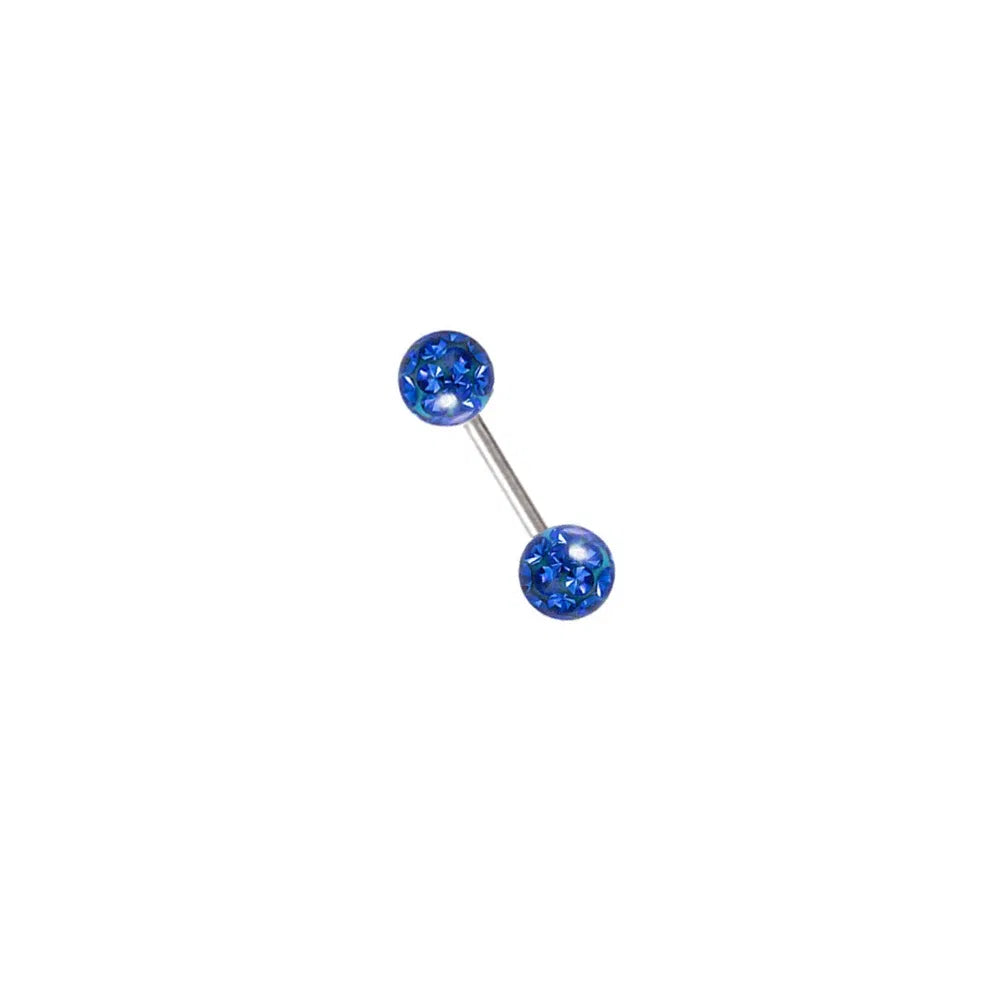 Metal color: Blue, Main Stone Color: WHITE - 16g 1.2mm Coated Crystal Steel Ear Stud Tragus Helix Cartilage 3/4/5mm CZ Ball 6/8/10/12/14mm Bar Barbell Piercing