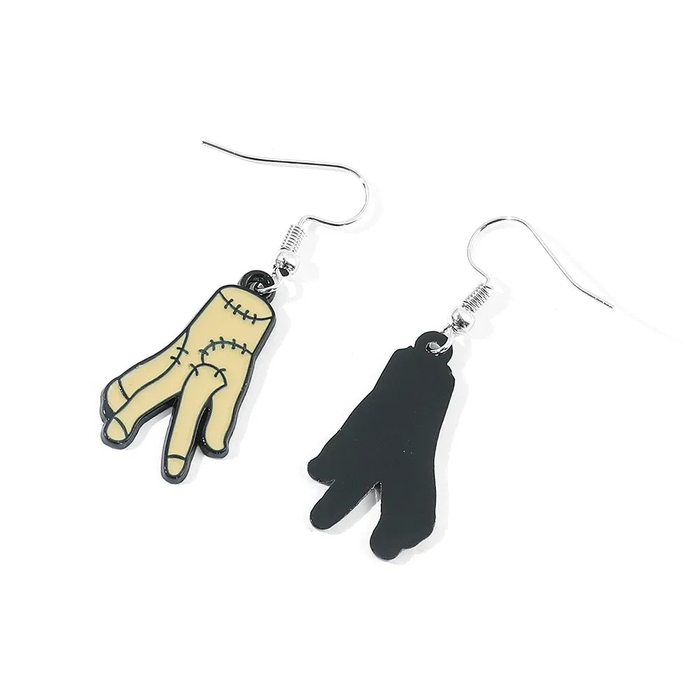 Metal Color: Hot Stamping, Ships From: CHINA - Trend TV Wednesday Addams Earrings Cosplay Props Thing Hand Letter W Pendant Ear Drop Earrings for Women Jewelry Accessories