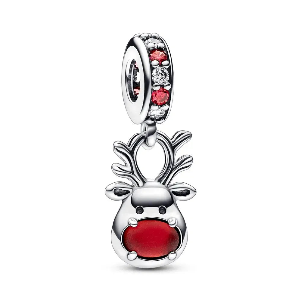 Gem Color: Ochre - Pure Silver 925 Christmas Charm Fit DIY Pandora Bracelet Christmas Gift