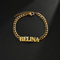 Metal Color: Dark Gold, Length: 17cm, Main Stone Color: Orange - Atoztide Personalized Custom Name Bracelet for Women Men Stainless Steel 10mm Cuban Chain Nameplate Handmade Bangle Jewelry Gift