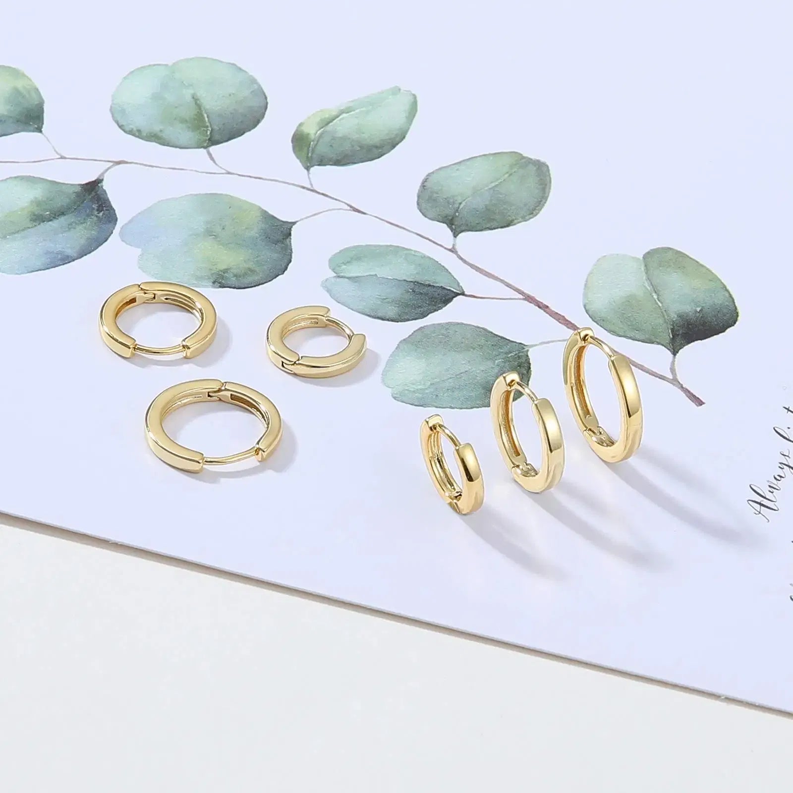 Metal Color: Antique Copper Plated - Vonmoos New Women 3 Pairs Small Earrings Lady Classic 14K Gold Hoop Fashion Tiny Huggie Hoop Earrings Set Hypoallergenic Earring