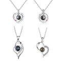 Metal Color: Plating Gun, Length: 50cm, Ships From: CHINA - Heart Projection Photo Necklace Pet Photo Pendant Chain Pet Memorial Gift Anniversary gift Valentine's