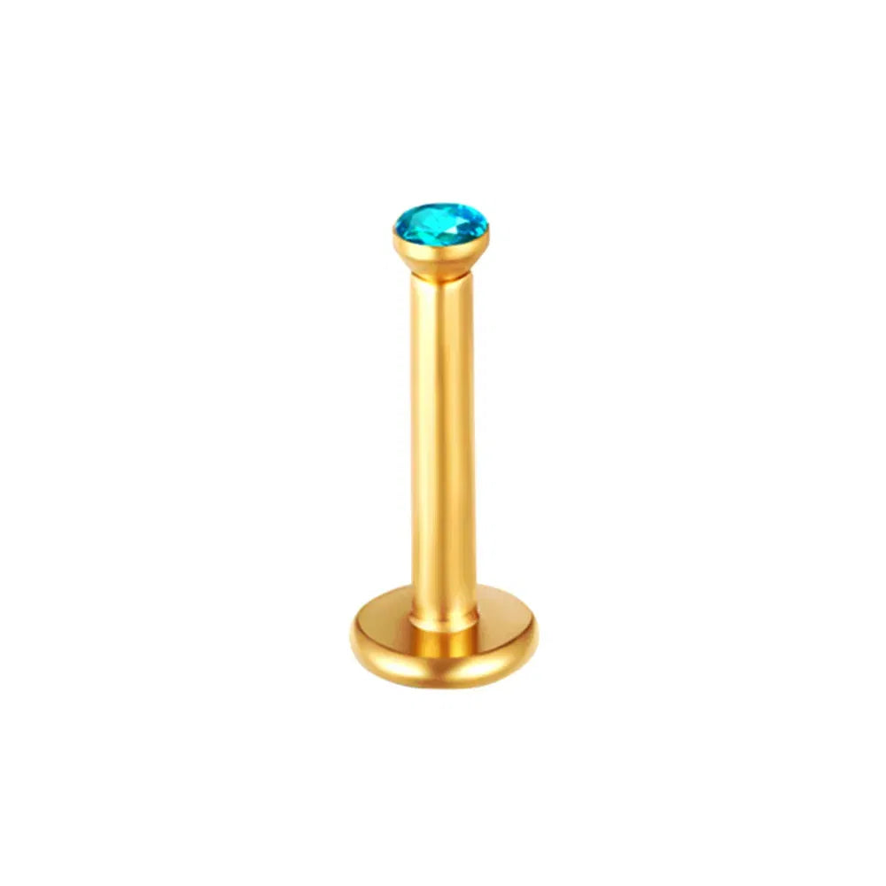 Metal color: ROSE GOLD COLOR - 2X 16g 1.2mm Crystal Steel -Gold- Labret Ring Bar Ear Cartilage Tragus Monroe Lip Nose Stud Internally Threaded Piercing