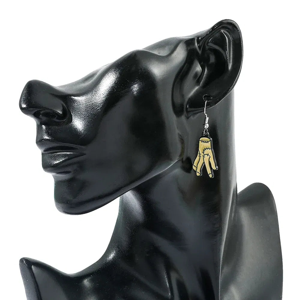 Metal Color: Hot Stamping, Ships From: CHINA - Trend TV Wednesday Addams Earrings Cosplay Props Thing Hand Letter W Pendant Ear Drop Earrings for Women Jewelry Accessories