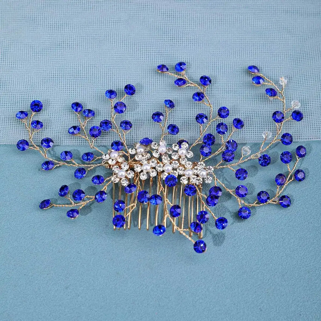 Metal color: Rhodium Plated - Luxury Rhinestone Hair Comb Clip Pin Headband Tiara For Women Party Prom Bridal Wedding Hair Accessories Jewelry Comb Clip Tiara