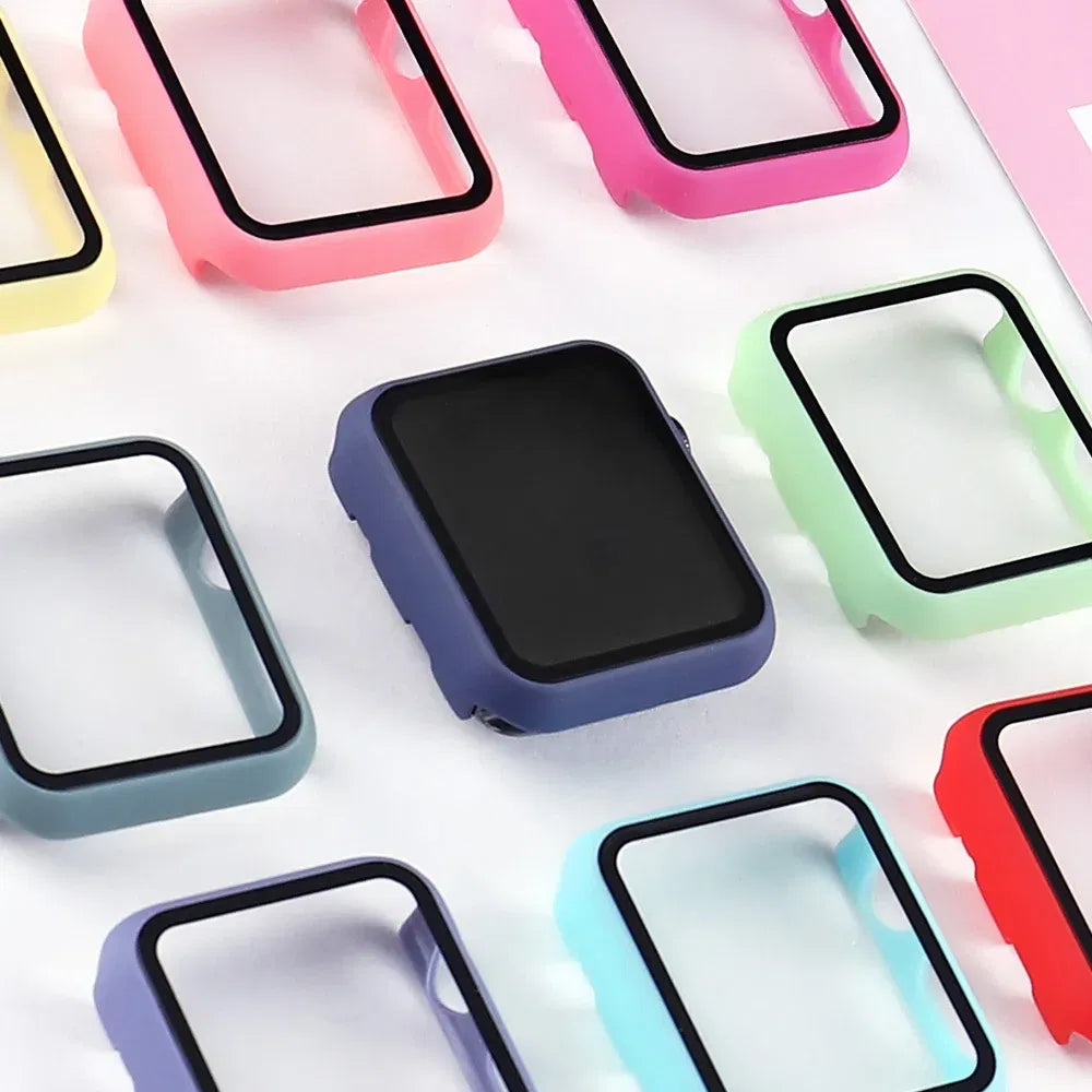 Dial Diameter: 4 - 6.9 Inches, Color: silver - Tempered Glass+cover For Apple Watch 9 8 41mm 45mm 42mm 38mm PC Bumper Screen Protector Case IWatch Series 7 6 5 4 Se 44mm 40mm