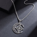 Metal Color: PURPLE - Stainless Steel Silver Color Pattern Witch Knot Pendant Necklace Celtic Knot Lucky Jewelry Gift for Friends Family
