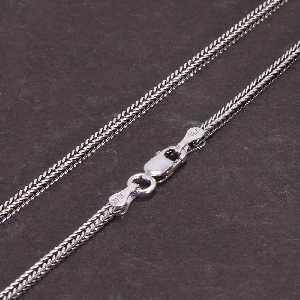 Gem Color: black, Metal Color: Gold-color, Length: 24cm, Ships From: CHINA - Real S925 Pure Silver Men's Necklace 1.6MM Foxtail Necklace for Men Individuality Vintage solid Silver Snake Bone Chain