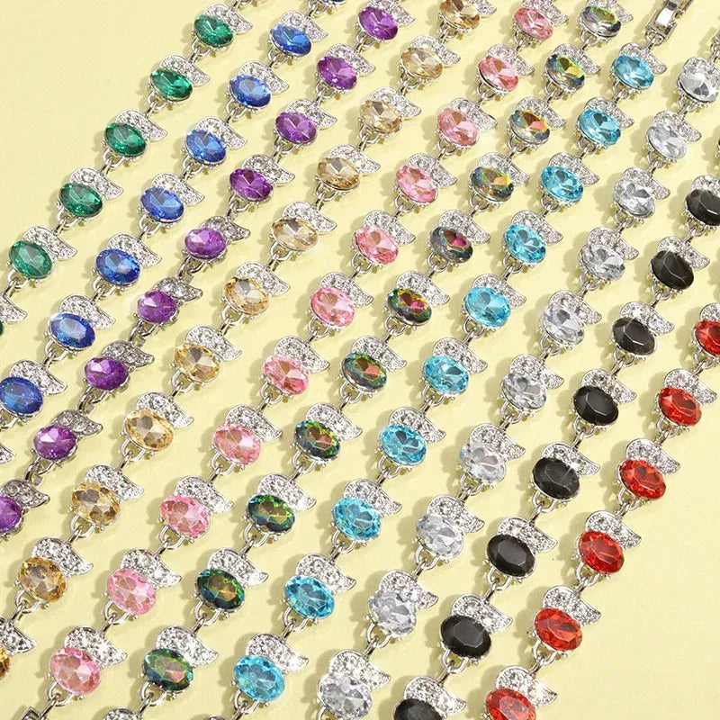Metal Color: dark green - Fashion Exquisite Color Crystal Inlaid Ladies Charm Bracelet Engagement Wedding Jewelry