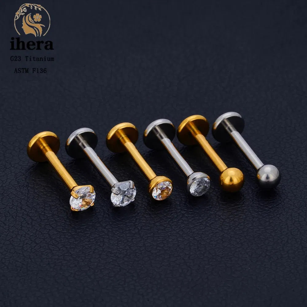 Metal color: Rhodium Plated, Ships From: CHINA, Main Stone Color: Orange - 10PCS G23 Titanium Lip Ring Labret Piercing Stud Earring CZ 16/18/20G Push Pin Ear Tragus Cartilage Helix Conch Pierc?Jewelry