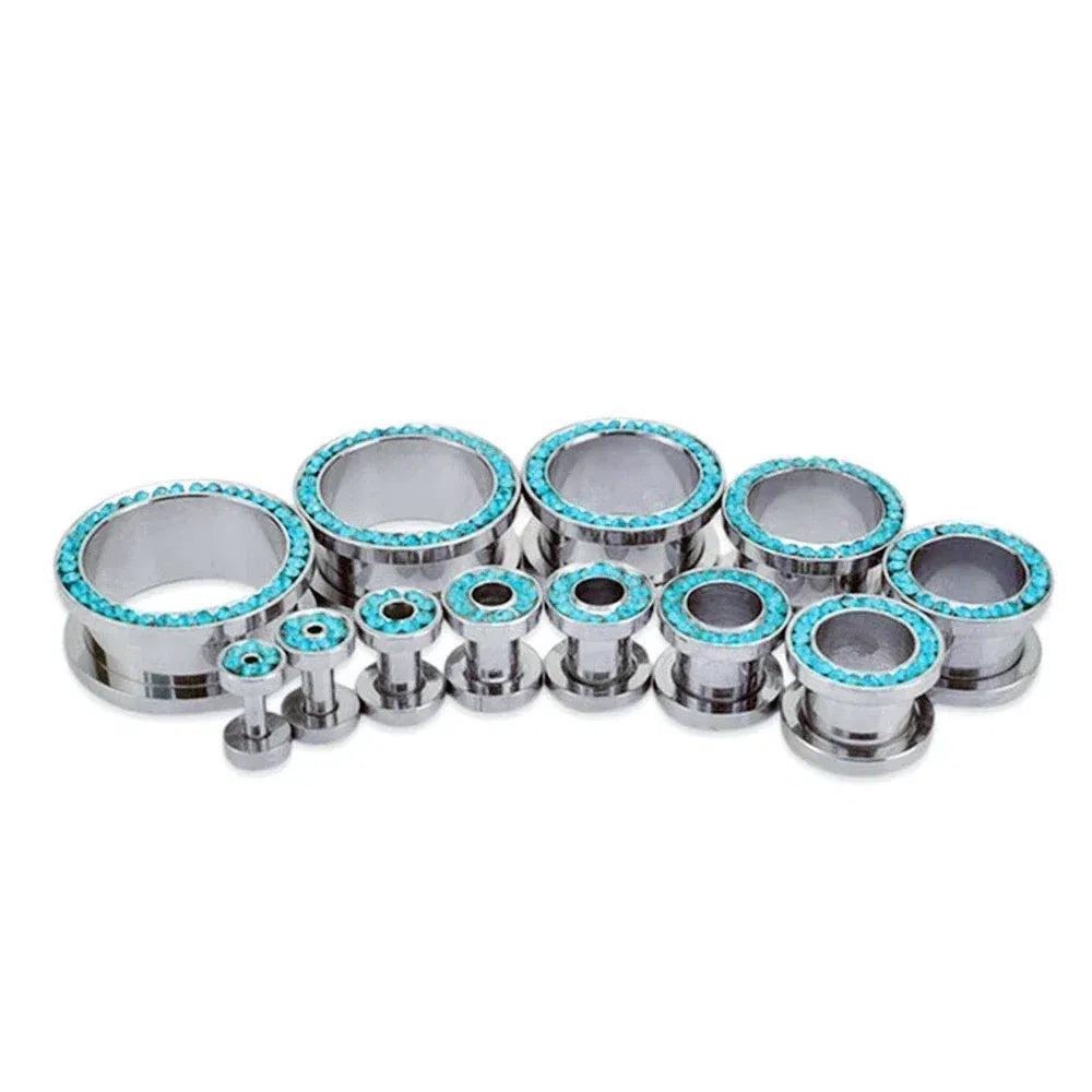 Metal color: ROSE GOLD COLOR, Main Stone Color: Yellow - 2pc Steel Multicolour Crystal Ear Plug Flesh Tunnel 8g ( 3mm ) - 1" ( 25mm ) Gauge Expander Stretcher Screw Fit