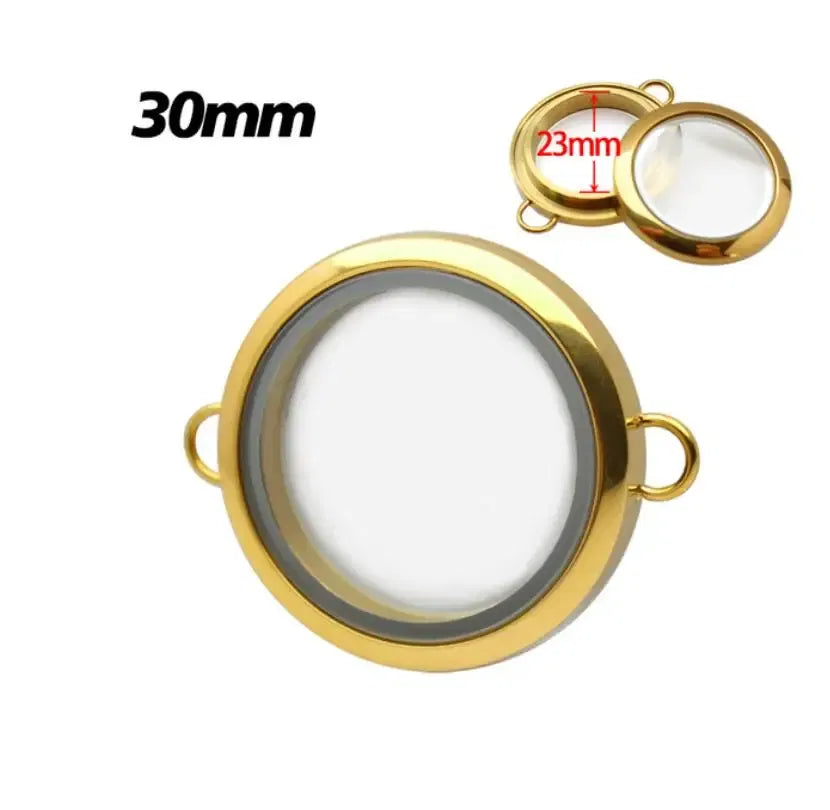 Metal Color: Gold-color - 1pc 20mm 25mm 30mm Stainless Steel Floating Locket Glass Memory twist Locket silver gold color For Bracelet Jewelry Making