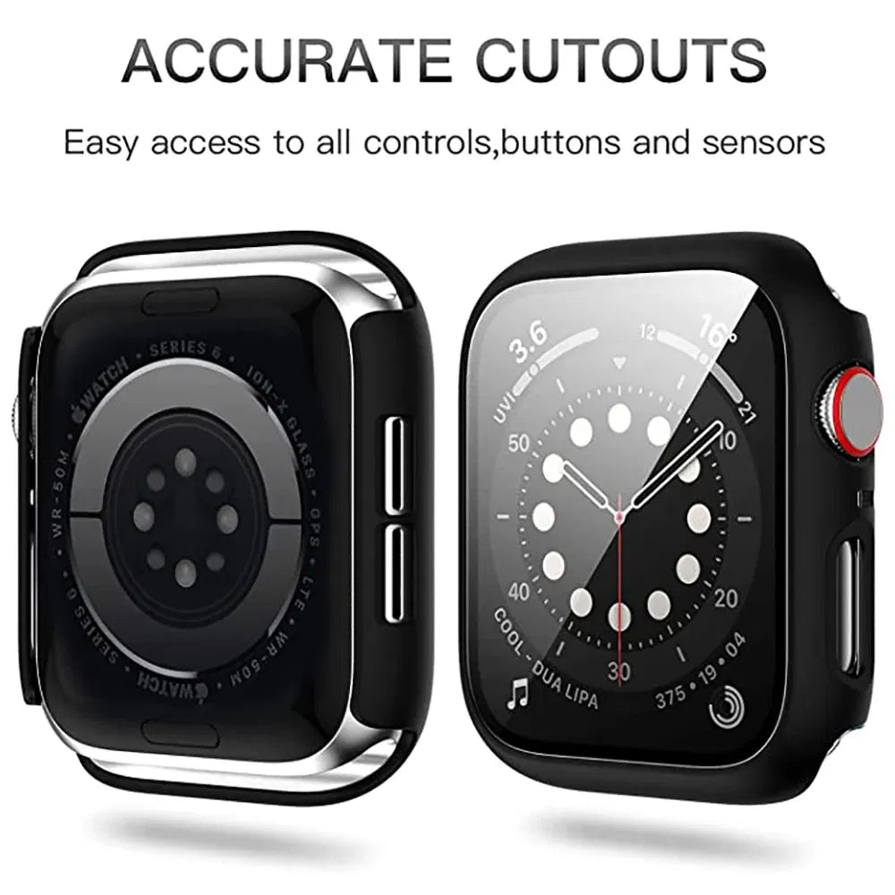 Dial Diameter: 1 Inches, Color: Translucent - Tempered Glass+cover For Apple Watch 9 8 41mm 45mm 42mm 38mm PC Bumper Screen Protector Case IWatch Series 7 6 5 4 Se 44mm 40mm