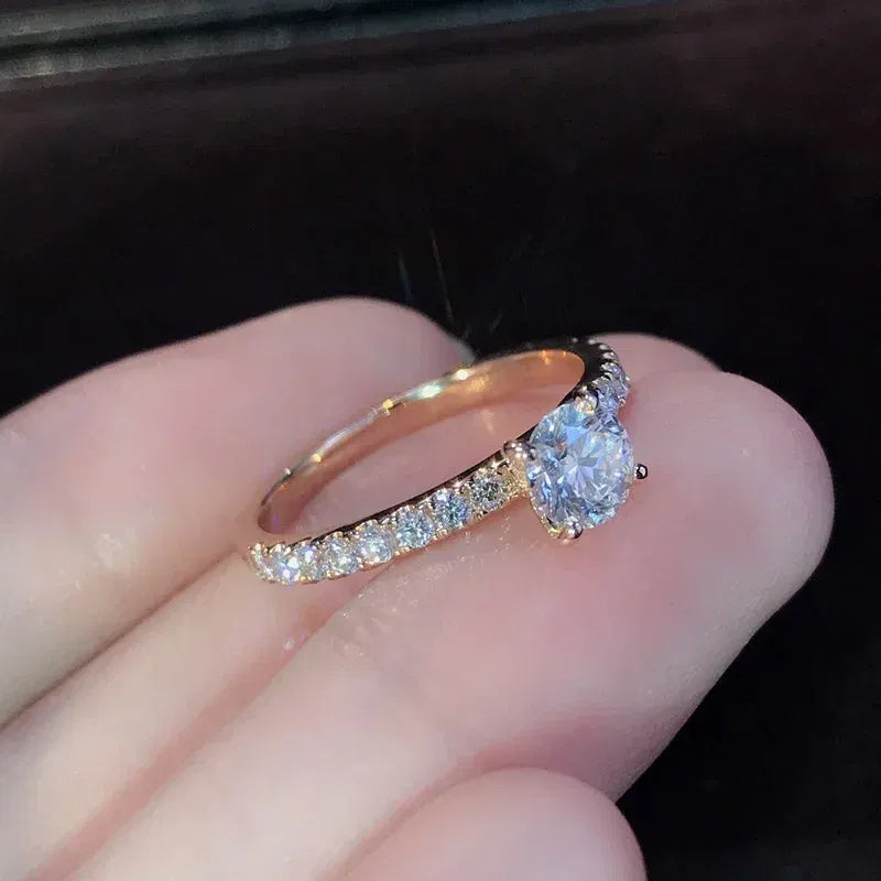 Main Stone Color: WHITE, Ring Size: 8 - Huitan Classic 4 Claws Design Round Zirconia Women Wedding Engagement Rings 3 Colors Available Low-key Bridal Jewelry Hot Sale