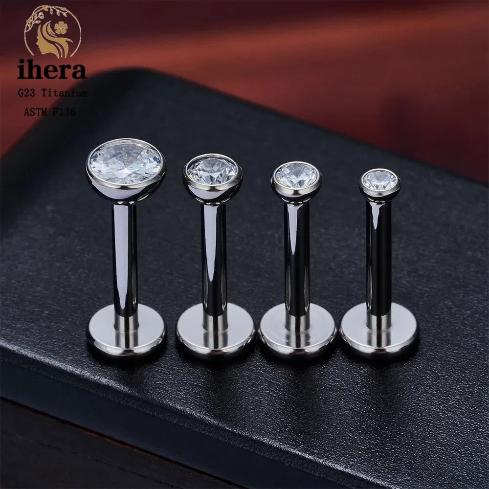 Metal color: Light Yellow Color, Ships From: CHINA, Main Stone Color: Blue - 10PCS G23 Titanium Labret Piercing Lip Ring 16G F136 Internal Thread Nose Stud Earring Tragus Helix Cartilage Piercing Jewelry