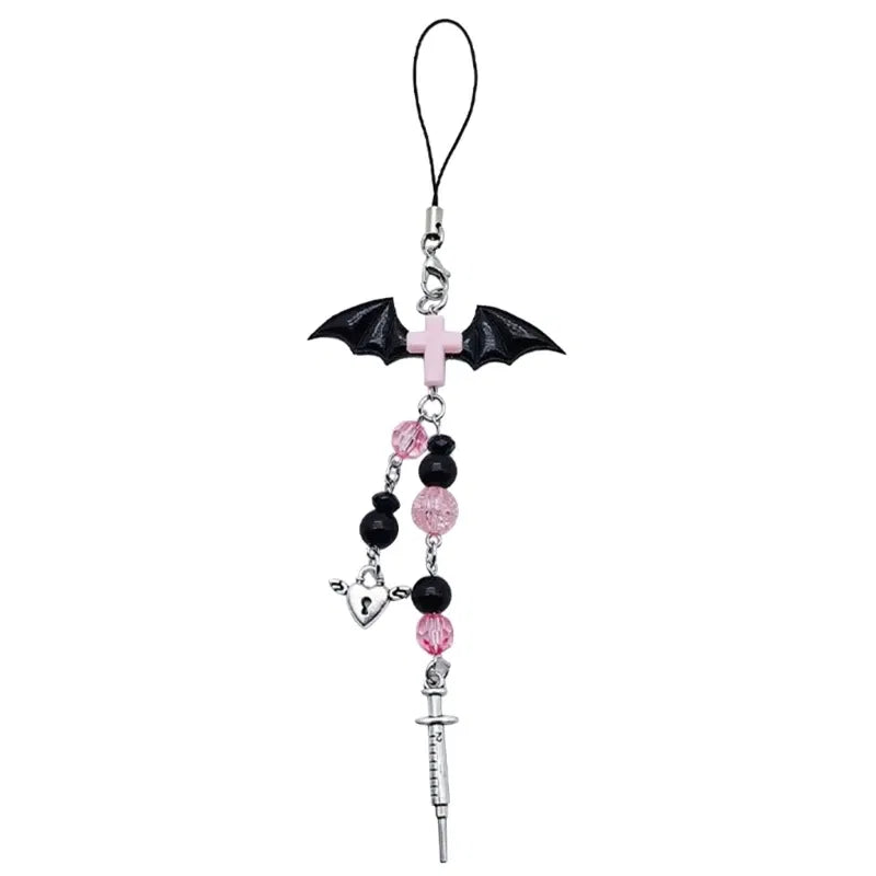 Color: ROYAL BLUE - Goth Y2K Phone Charm Pendant Kawaii-Key Chain For Bag Cute Accessory Women Guitar Strap Lanyard Beaded Keychain Pendant