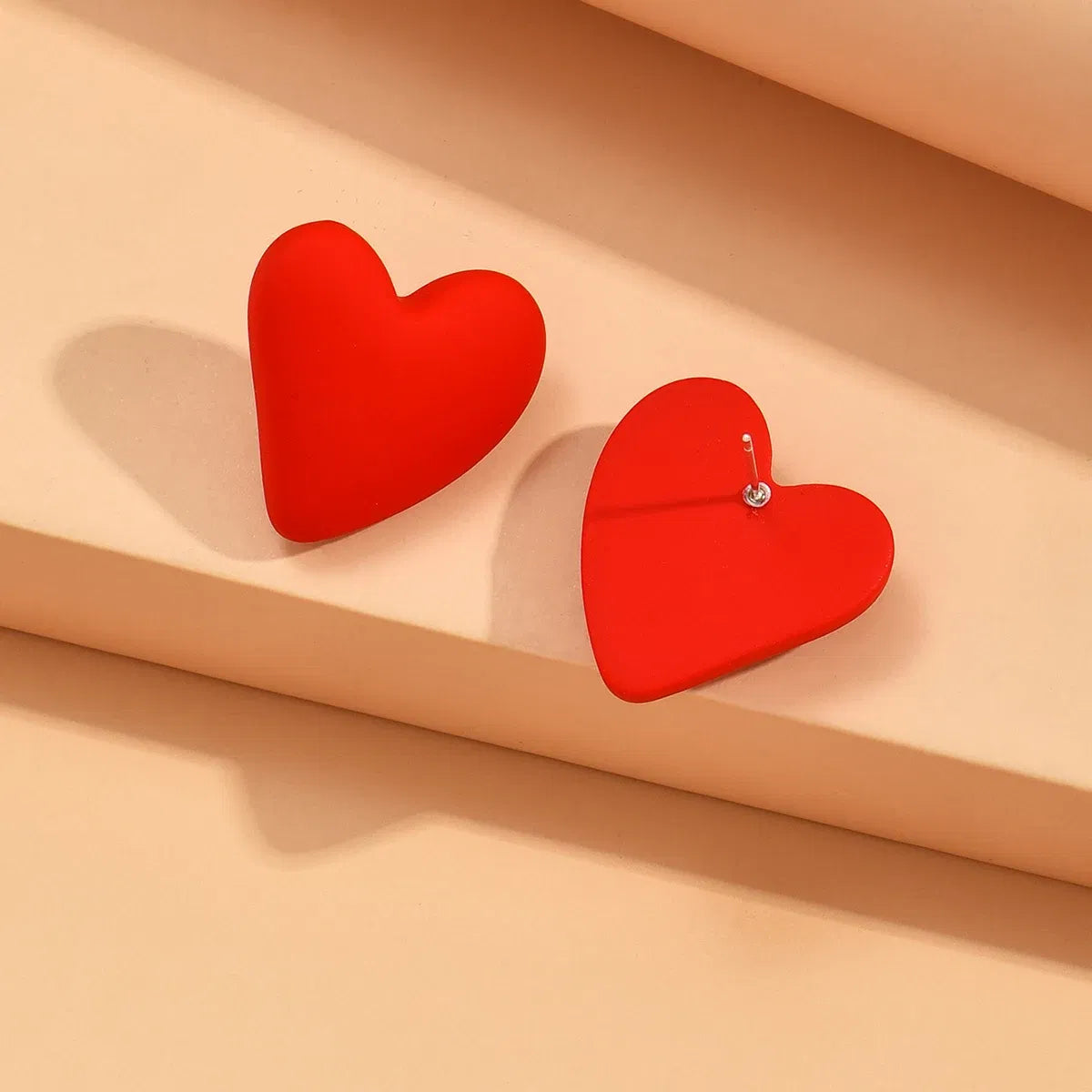 Metal Color: ROSE GOLD COLOR - Koean Fashion Candy Color Acrylic Love Eardrop Simple Design Geometric Heart Party Jewelry Earrings Ear Studs All-match EarStuds