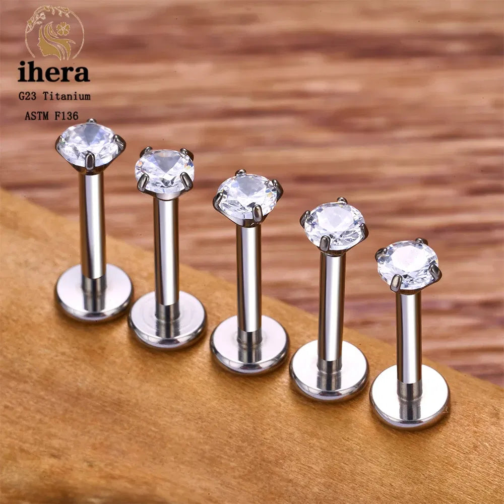 Metal color: Rhodium Plated, Ships From: CHINA, Main Stone Color: Orange - 10PCS G23 Titanium Lip Ring Labret Piercing Stud Earring CZ 16/18/20G Push Pin Ear Tragus Cartilage Helix Conch Pierc?Jewelry
