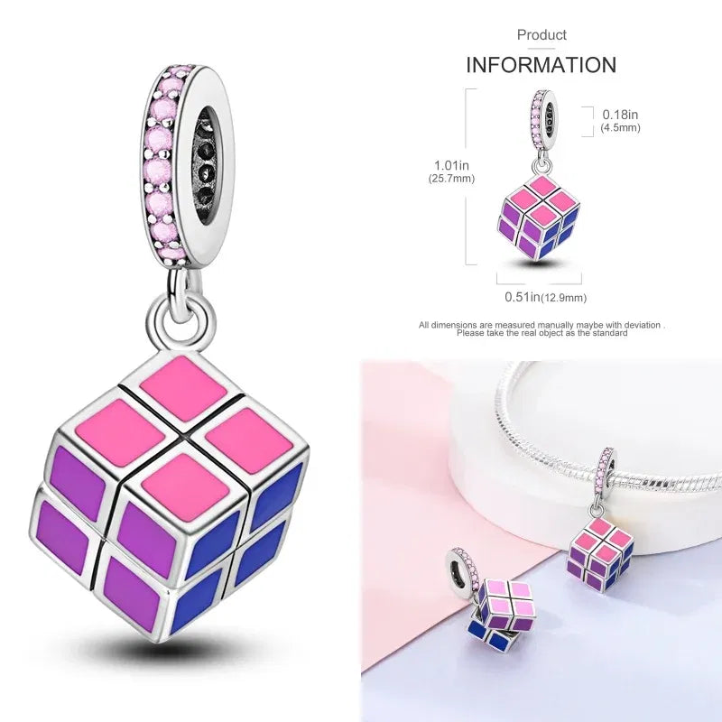 Color: GRAY - Pink Series Charms 925 Silver Perfume Butterfly Charm Beads Pendent Dangle Fit Original Pandora Charm Bracelet DIY Women Jewelr