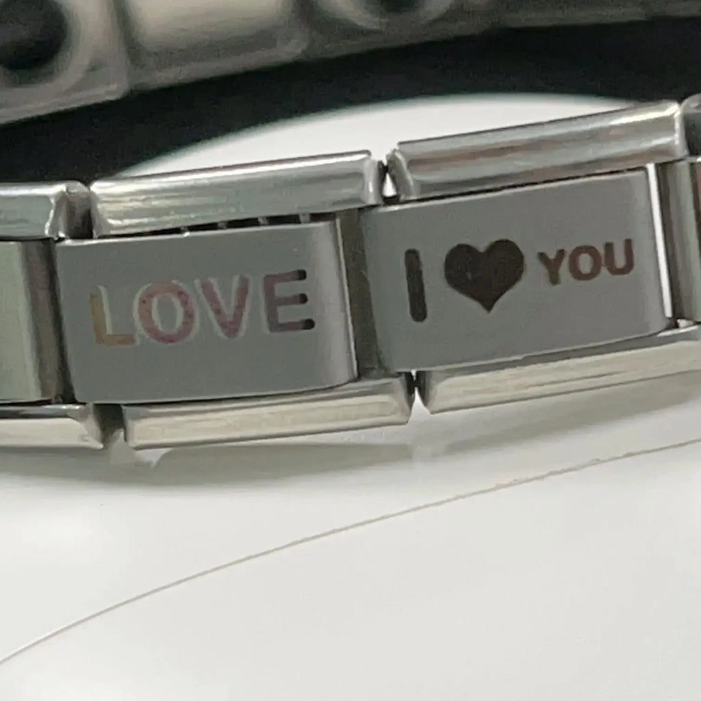 Metal Color: Rhodium Plated, Main Stone Color: WHITE - New DIY Italian Charm 9mm Module Bracelet 26 English letter Stainless Steel Elastic Bracelets for Men and Women Gift