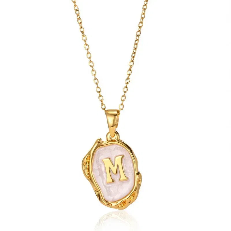 Metal Color: Imitation Rhodium Plated, Length: 40cm - Y2K Stainless Steels Drip Oil 26 Letter Necklaces for Women Men Alphabet A-Z Initials Pendant Necklace Aesthetic Jewelry Gift