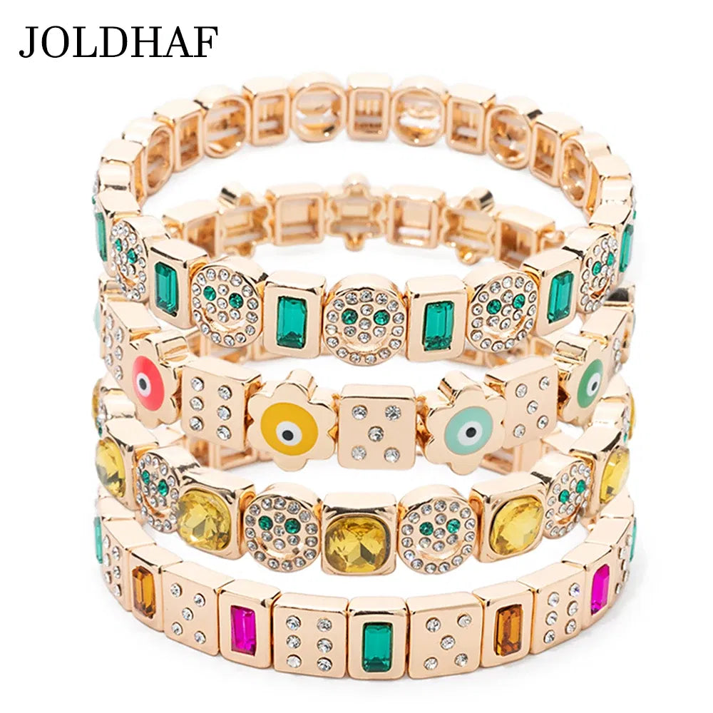 Metal Color: Pink, Ships From: CHINA, Diameter: 50-52mm - 2024 New Rhinestone Happy Bangle For Women Diamond Hand Accessory