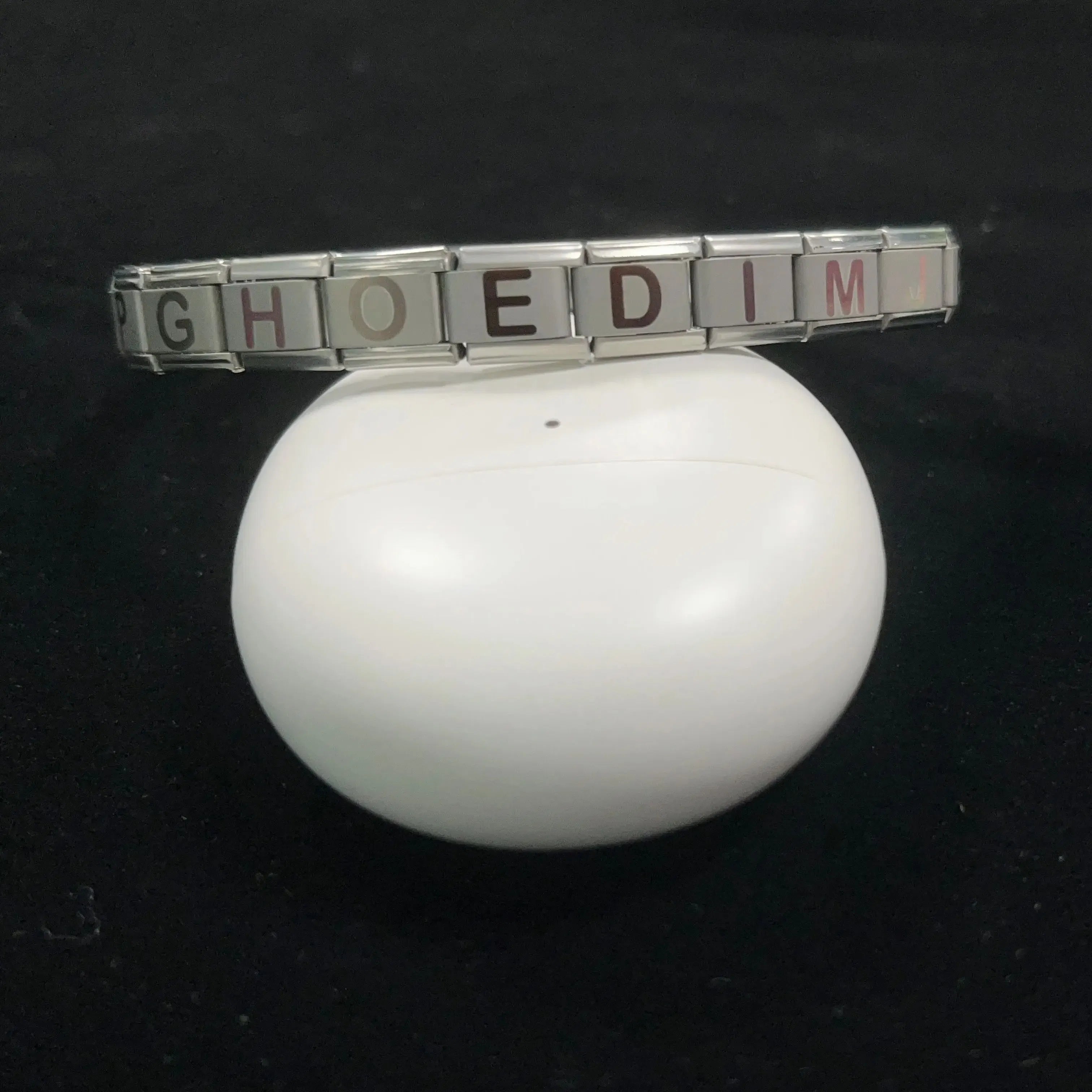 Metal Color: Rhodium Plated, Main Stone Color: WHITE - New DIY Italian Charm 9mm Module Bracelet 26 English letter Stainless Steel Elastic Bracelets for Men and Women Gift