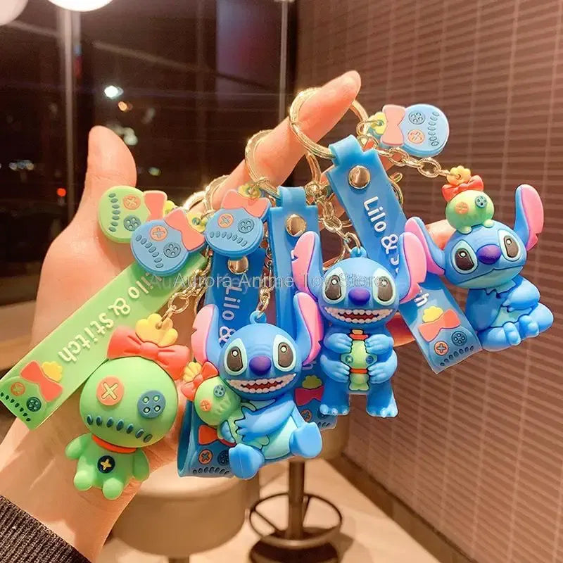 Color: P4/27 - Wholesale Anime Disney Keychain Mickey Mouse Minnie Lilo & Stitch Cartoon Keyring Kawaii Key Chain Car Pendant Kids Toys Gifts