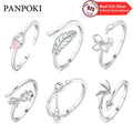 Gem Color: Blue - 2024 Charm 925 Sterling Silver Crystal Open Rings For Women Simple Adjustable Fashion Wedding Engagement Party Gifts Jewelry