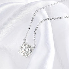 Gem Color: WHITE, Metal Color: Pure Gold Color - Smyoue White Gold Plated 1-10CT Moissanite Necklace for Women Classic Four Claws Pendant Wedding Jewelry 925 Sterling Silver GRA
