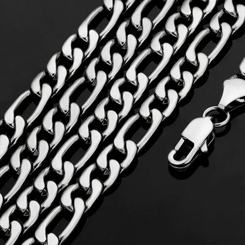 Gem Color: APRICOT, Length: 55cm - 925 Sterling Silver 40-75cm Figaro Chain Necklace Men Women Fashion Simple Chain Wedding Christmas Gift Jewelry Accessories