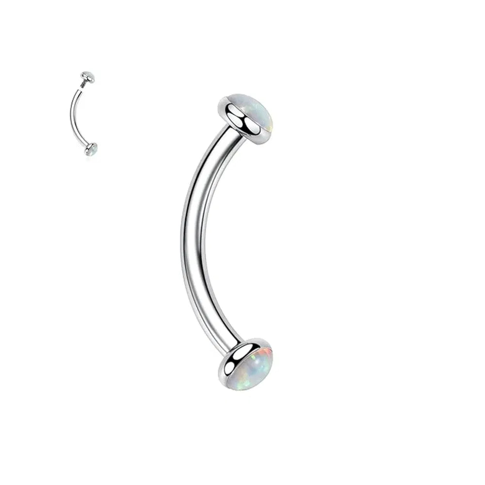 Metal color: Antique Gold Plated, Main Stone Color: GRAY - 3/4/5mm Opal Steel Eyebrow Ring Internally Threaded 6mm -14mm Bar Curved Barbell Monroe Lip Stud Ear Tragus Piercing