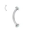 Metal color: Antique Gold Plated, Main Stone Color: GRAY - 3/4/5mm Opal Steel Eyebrow Ring Internally Threaded 6mm -14mm Bar Curved Barbell Monroe Lip Stud Ear Tragus Piercing
